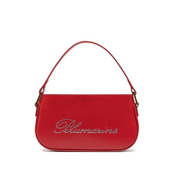 ブルマリン レディース ショルダーバッグ 御徒面子 Rhinestone-logo leather shoulder bag Red