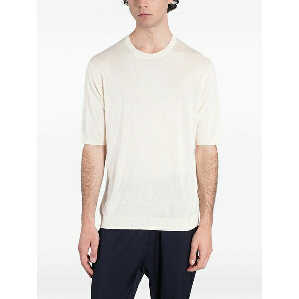 バランタイン メンズ ティーシャツ トップス Ribbed-trim t-shirt White