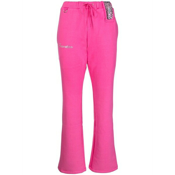 ダブレット レディース 心地よいズボン下 ボトムス Rhinestone-logo detail track pants Pink