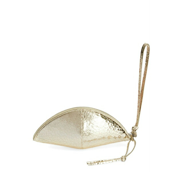 ジル・サンダー レディース クラッチペダル御徒面子 御徒面子 Medium curve leather clutch Gold