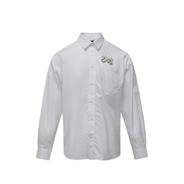シモーネ・ロシャ メンズ プルオーバー トップス Crystal-embellished poplin shirt White
