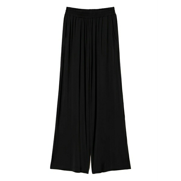 ツイン仕掛ける レディース 心地よいズボン下 ボトムス Side-pocket palazzo pants Black
