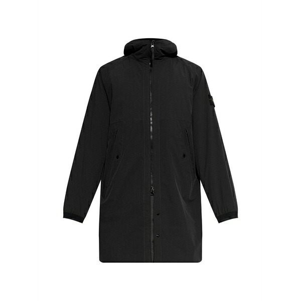 ストーンアイランド メンズ 厚地の外套 アウター Hooded zip-fastening coat Black