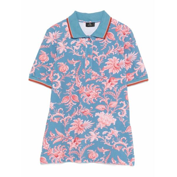 エトロ レディース スポーツシャツ トップス Floral polo shirt Blue