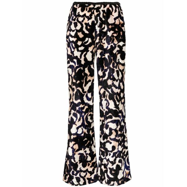 フォルテ フォルテ レディース カジュアルパンツ ボトムス Abstract-print crushed-velvet trousers Blue|asty