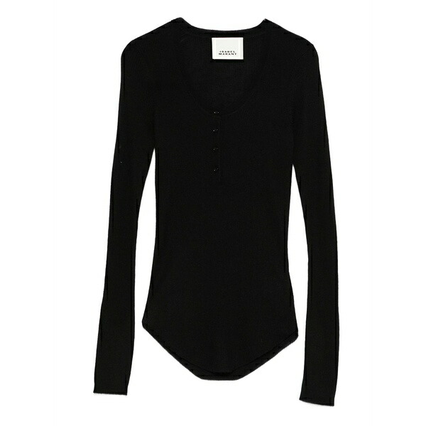 イザ呼びりん マラン レディース 編み物\u0026プルオーバー アウター Button-fastening knitted top Black
