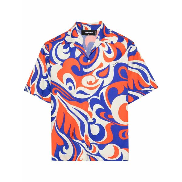 ディースクエアード メンズ プルオーバー トップス Abstract-print shirt Blue