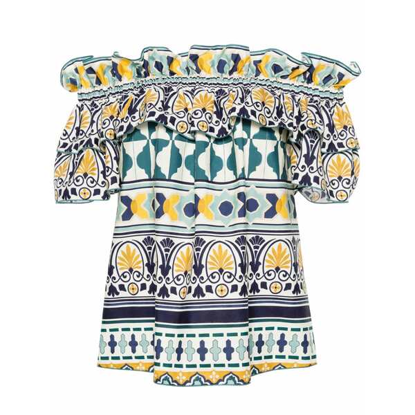 ラ・ダブル・ジェイ レディース プルオーバー トップス Breakfast geometric-print blouse Blue