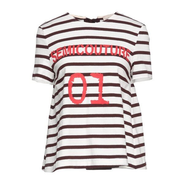 【送料無料】 セミクチュール レディース Tシャツ トップス T-shirts White|asty