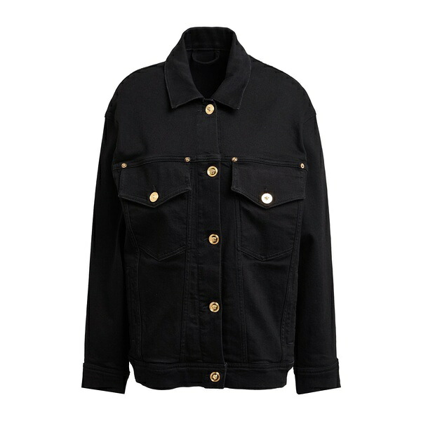 【貨物輸送無料】 ヴェルサーチ レディース 上衣＆上衣 アウター Denim outerwear Black
