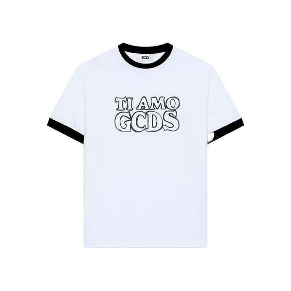 ジーシーディーエス レディース プルオーバー トップス Graphic-print ringer t-shirt White