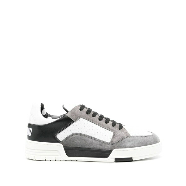 モスキーノ メンズ スニーカー シューズ Panelled leather sneakers  White 靴-メンズ靴