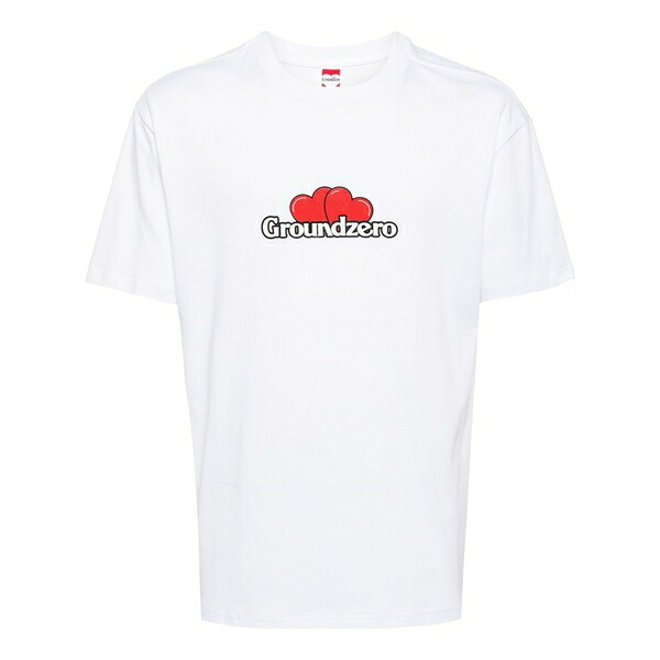 グラウンド ゼロ メンズ Tシャツ トップス Logo-print cotton t-shirt White|asty