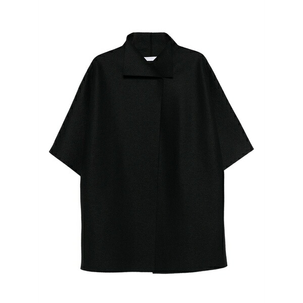 ハリスワーフロンドン レディース 厚地の外套 アウター Short-sleeve collared coat Black レディースファッション-コート・ジャケット