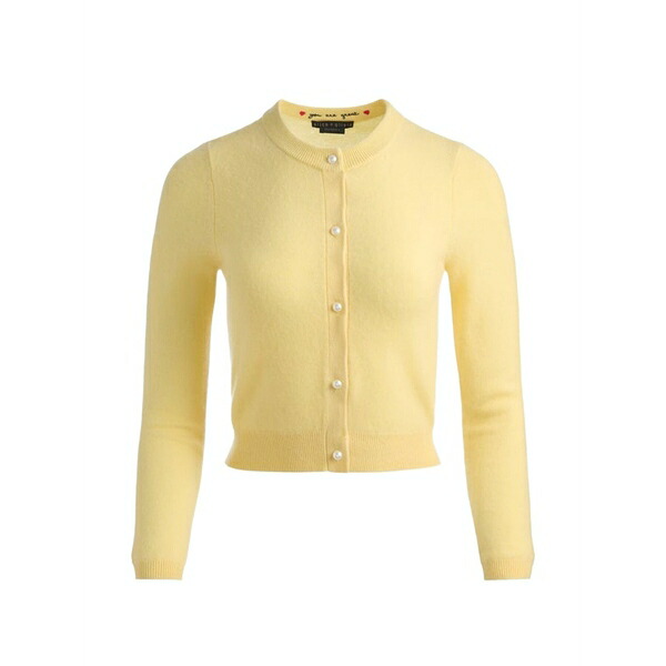 アリス アンド オリビア レディース ジレー アウター Round-neck cardigan Yellow