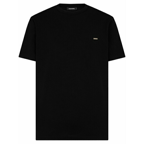 ディースクエアード メンズ Tシャツ トップス Logo-plaque cotton t-shirt Black｜asty 50,280円