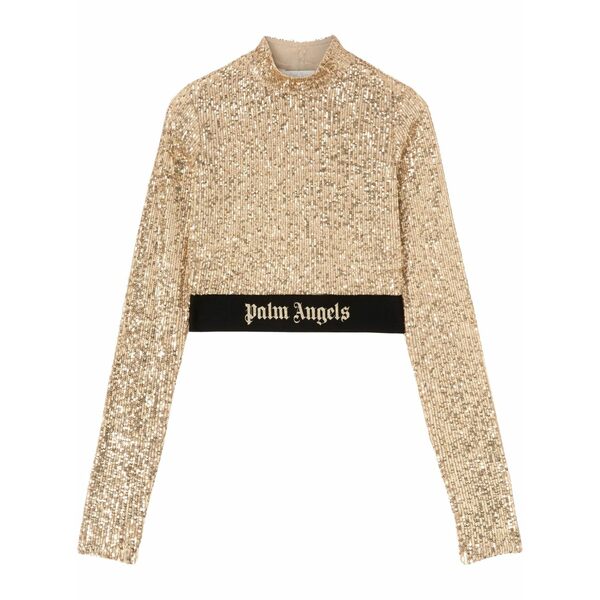 パーム・エンジェルス レディース Tシャツ トップス Sequin-design long-sleeve top Gold|asty