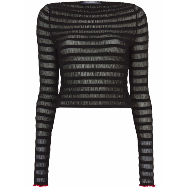 プロエンザ スクーラー 白いこと 付け札 レディース 編み物\u0026スウェーター アウター Striped sheer top Black
