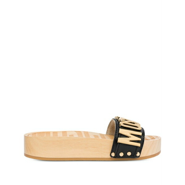 モスキーノ レディース サンダル シューズ Logo-lettering mules Black｜asty