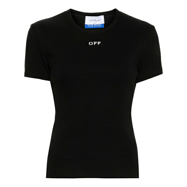 象牙色 レディース プルオーバー トップス Off stamp ribbed-knit top Black