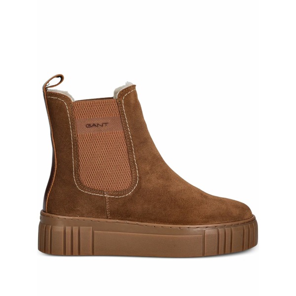 ガント レディース ブーツ シューズ Snowmont platform pull-tab chelsea boots Brown｜asty