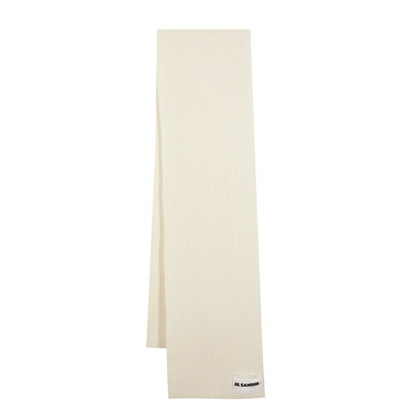 ジル・サンダー メンズ えり巻き・袈裟・えり巻き 付属物 Logo-patch wool scarf Neutrals