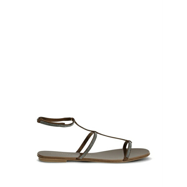 ペドロガルシア レディース サンダル シューズ Embellished ankle-strap flat sandals Brown｜asty 68,090円