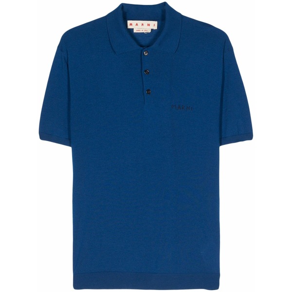 マルニ メンズ ポロシャツ トップス Logo-embroidered polo shirt Blue｜asty