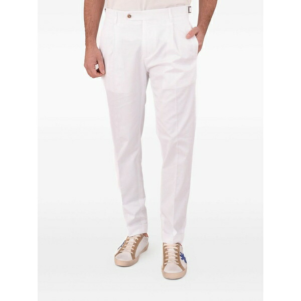 ベルウィッチ メンズ 心地好いズボン下 ボトムス Pleated-pocket trousers White
