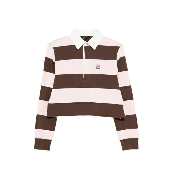 マージュ レディース スポーツシャツ トップス Striped cropped polo top Brown