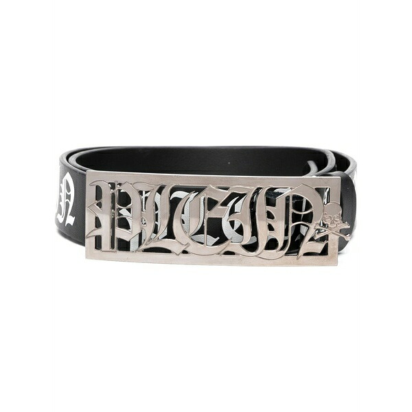 フィリップ飾り気のない メンズ 三尺帯 付属物 Logo-plaque leather belt Black