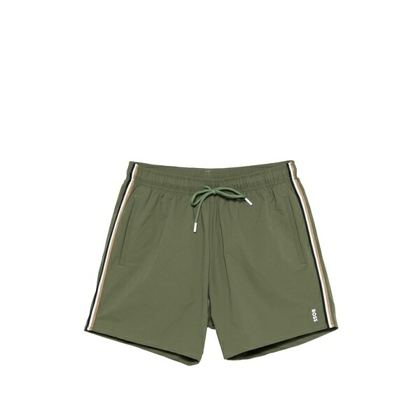 ボス メンズ カジュアルパンツ ボトムス Stripe swim shorts Green|asty