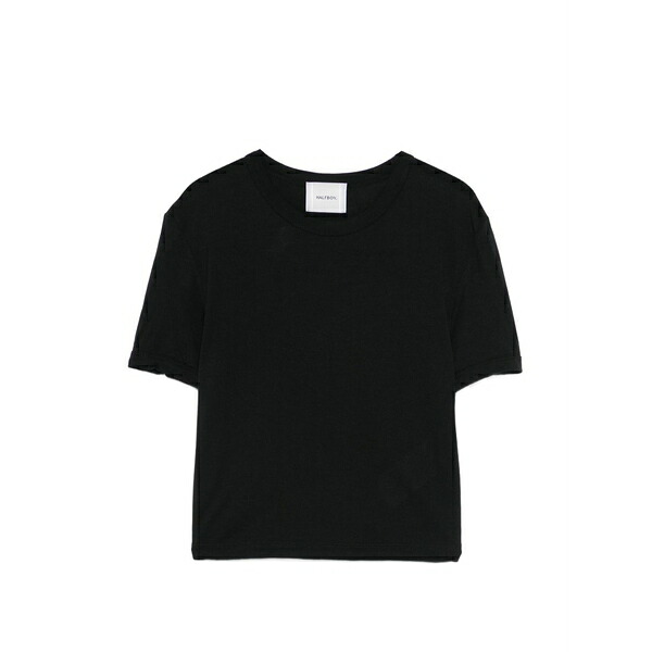 ハーフボーイ レディース Tシャツ トップス Crew neck t-shirt Black｜asty