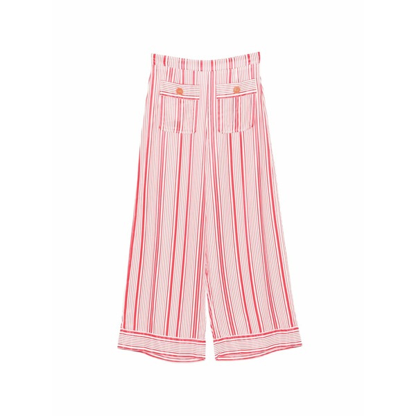 エリザベスフランキ レディース 心地好いズボン下 ボトムス Striped wide-leg palazzo pants Red