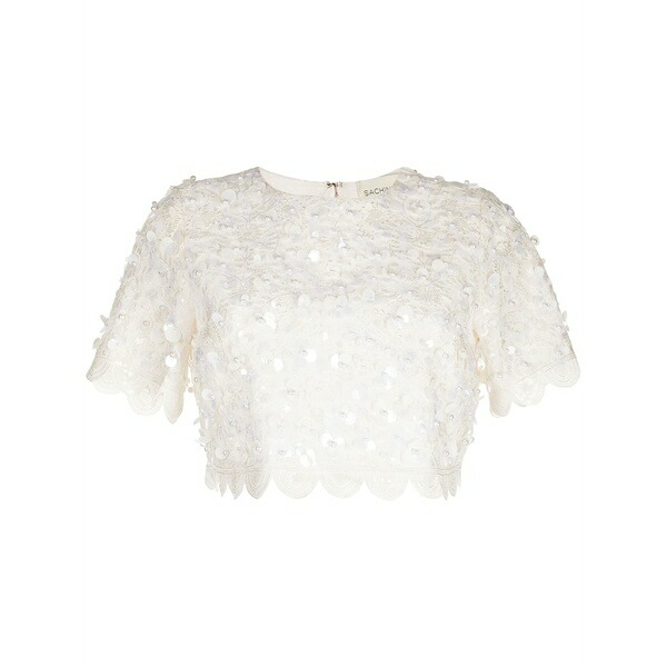 サーチンアンドバビ レディース シャツ トップス Naya floral-appliqu?? crop top White｜asty