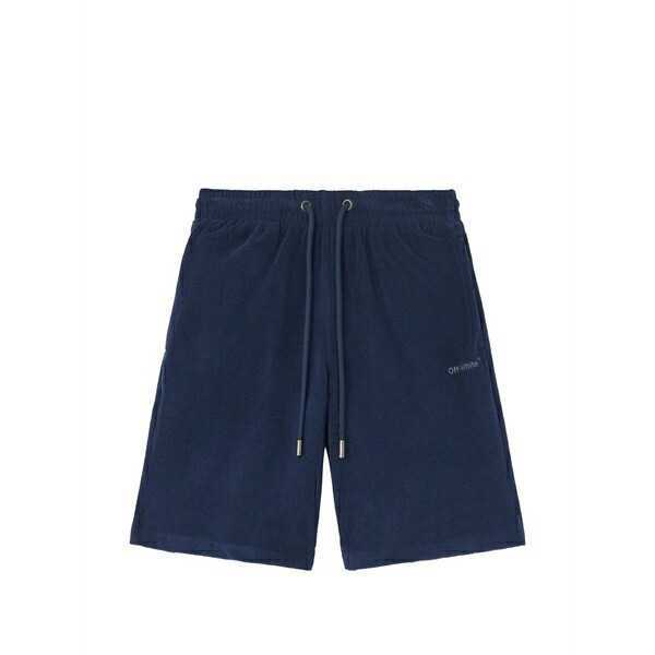 オフホワイト メンズ カジュアルパンツ ボトムス Logo-detail terrycloth track shorts Blue｜asty