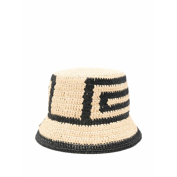 パトリツィア ペペ レディース かぶり笠 添え物 Geometric raffia bucket hat Neutrals