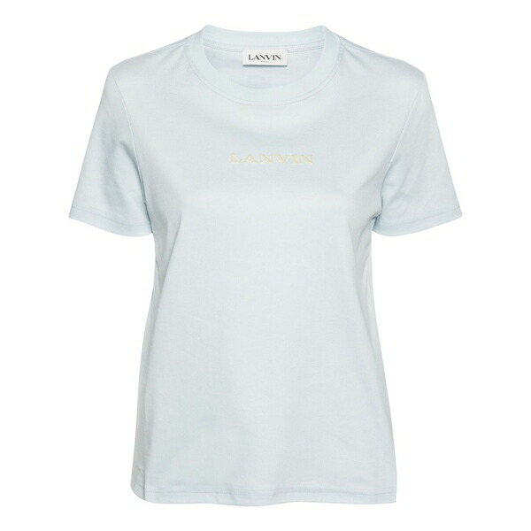 ランバン レディース Tシャツ トップス Embroidered-logo cotton t-shirt Blue|asty