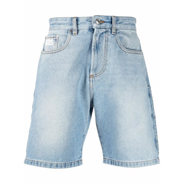 ジーシーディーエス メンズ 心地好いズボン下 ボトムス Logo-patch denim shorts Blue