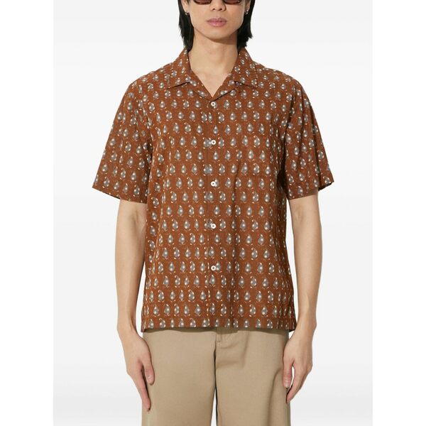 ユニバーサルワークス メンズ シャツ トップス Paisley-print short-sleeve shirt Brown