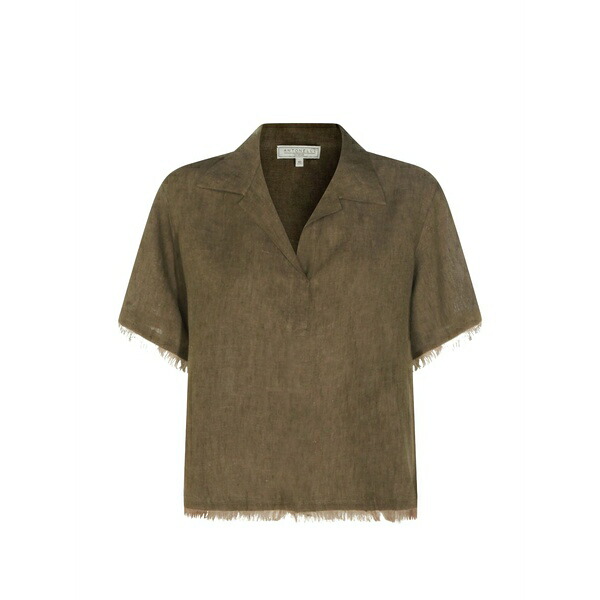 アントネリ レディース Tシャツ トップス Fringed t-shirt Green|asty