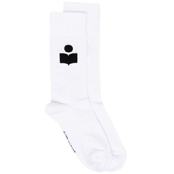 イザ呼びりん マラン レディース ソックス アンダー御召しもの Siloki logo-intarsia socks White
