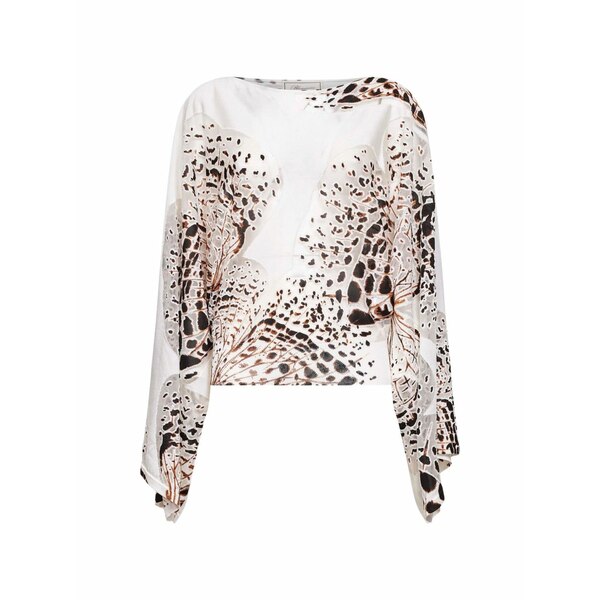 ブルマリン レディース 編み物\u0026ティーシャツ アウター Patterned sweater White