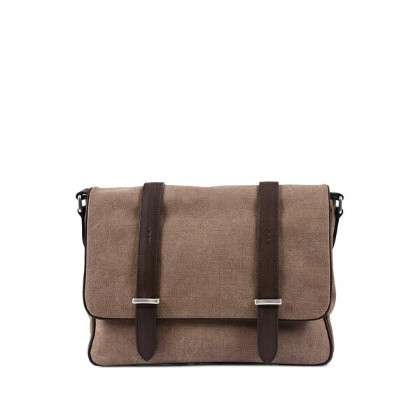 オルチアーニ メンズ ショルダーバッグ 御徒面子 Buckle-fastening leather shoulder bag Brown