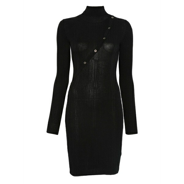 パトリツィア ペペ レディース 衣装 トップス Ribbed-knit dress Black スーツ・セットアップ-ワンピーススーツ-レディースファッション