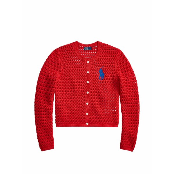 ラルフローレン レディース ジレー アウター Crochet appliqu?? cardigan Red