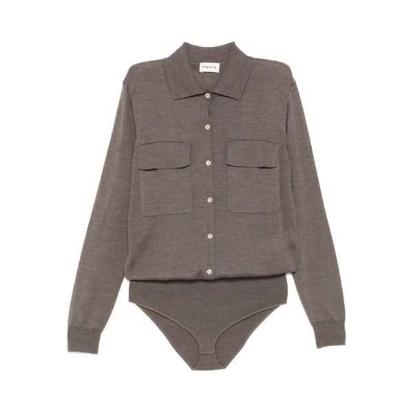 パロッシュ レディース Tシャツ トップス Buttoned pocket bodysuit Grey|asty