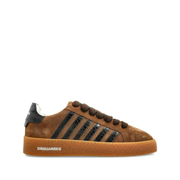 ディースクエアード メンズ スニーカー シューズ Rapper's delight suede-leather striped sneakers Brown｜asty