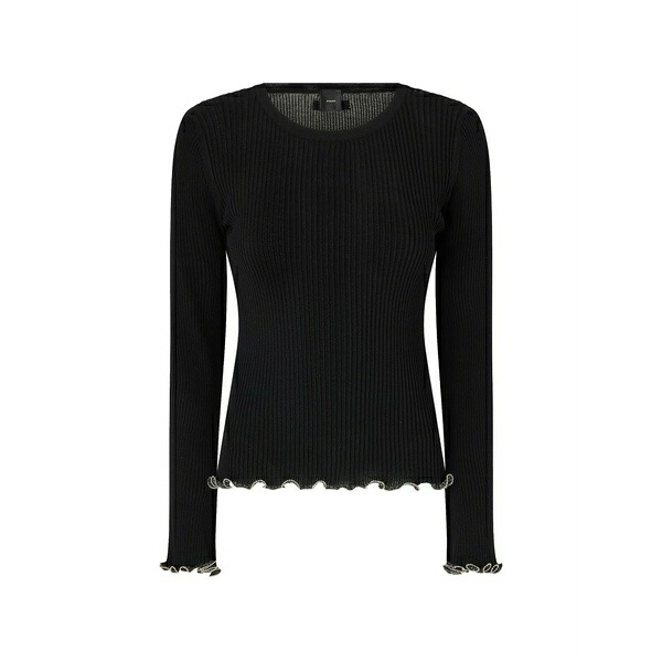 ピンコ レディース プルオーバー トップス Nebbia ruffled rib top Black