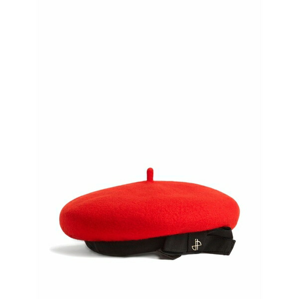 ジャンパトゥ レディース かぶり笠 添え物 Grosgrain-bow wool beret Red
